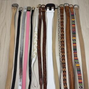 Reseller Women's Belt Lot 15 Leather & Canvas Belts Various Sizes